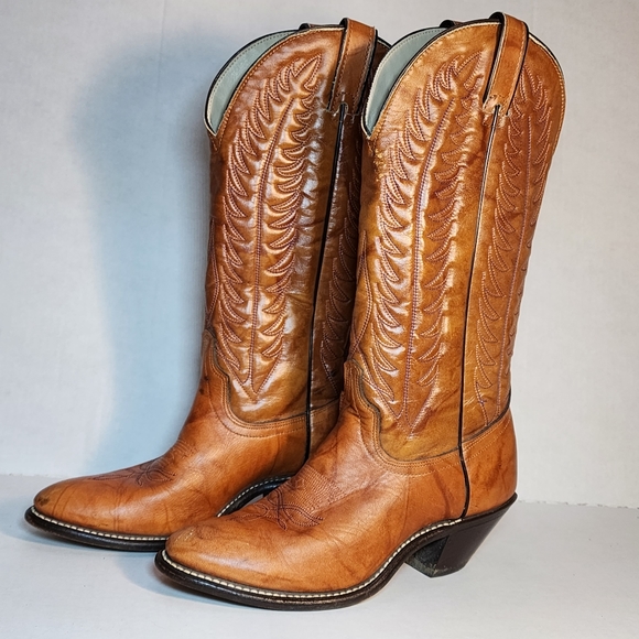 Laredo Shoes Vintage Womens Cowboy Boots Leather Embroidered